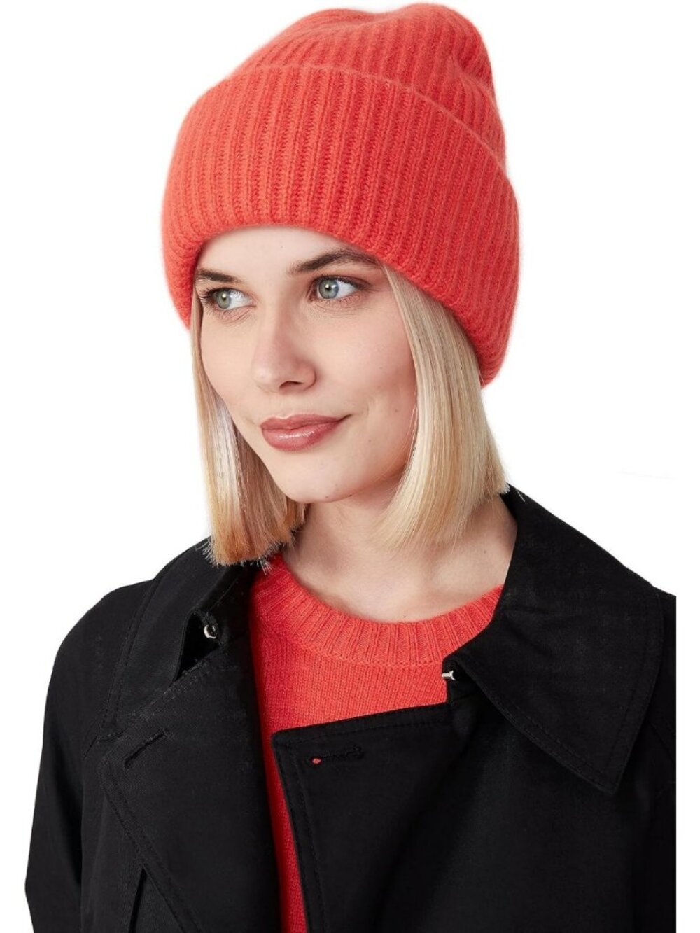 Cozy Chunky Knit Beanie - 100% Pure Cashmere, Soft & Stretchy Warm Hat for All